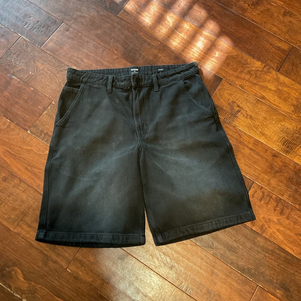 Cotton On Mens Washed Black Baggy Shorts - Size 32